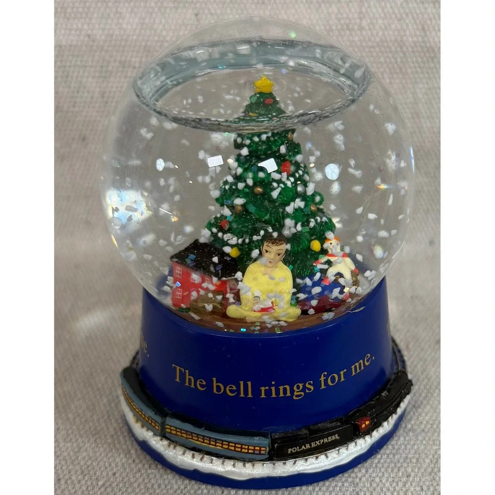 Hallmark The Polar Express Mini Snow Globe The Bell Rings For Me Blue 3.5 inch
